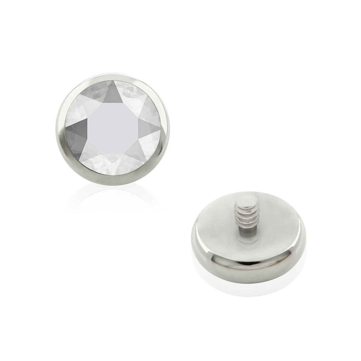 AGHA JEWELRY - Titanio Aretes Piercing Bezel set Cabochon Cristal Zirconia Cúbica para lóbulo para lóbulo