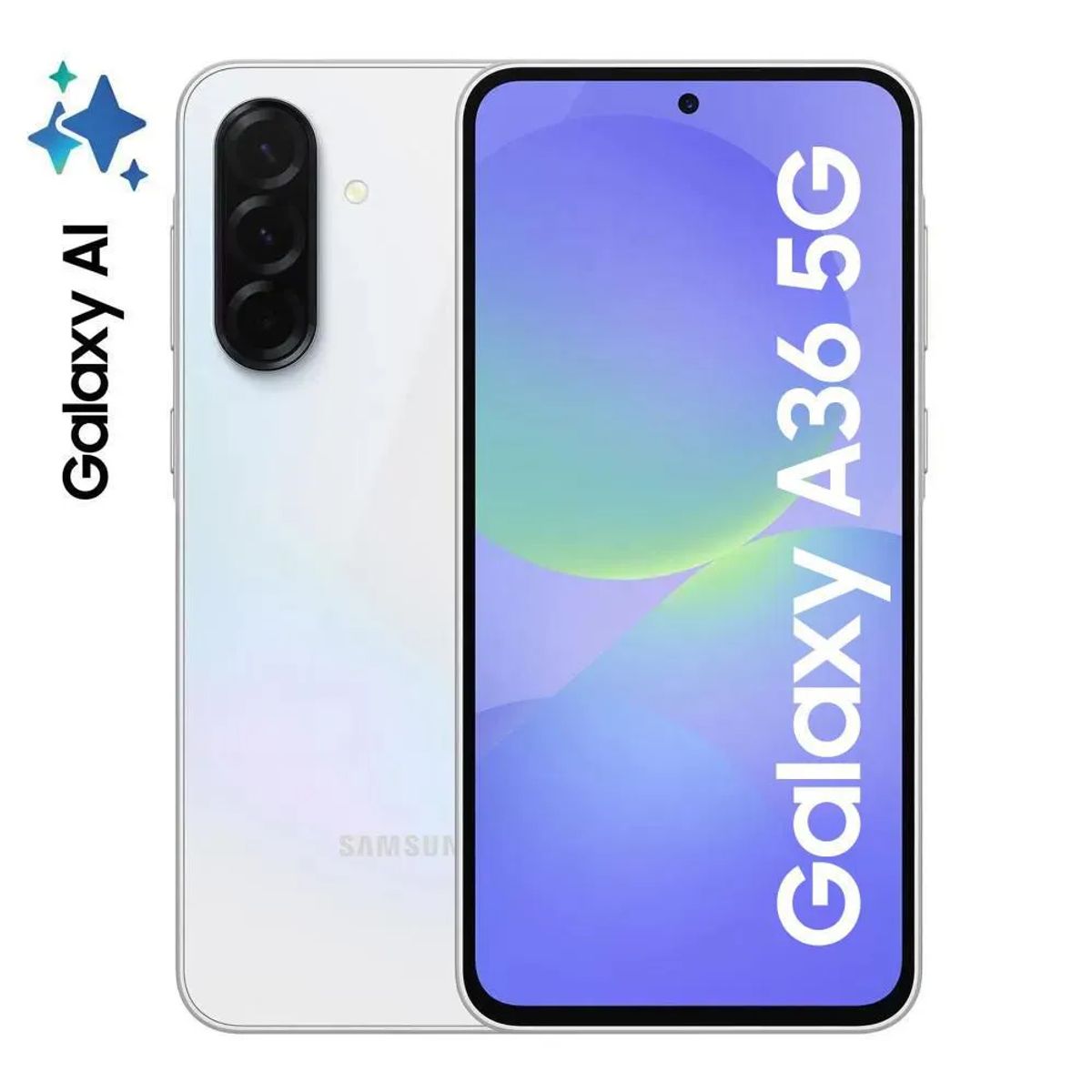 SAMSUNG - Celular Samsung A36 5G 256GB + Adaptador Carga 25W-8GB RAM-Cámara 50 MP-Frontal 12MP-6.7"- Blanco