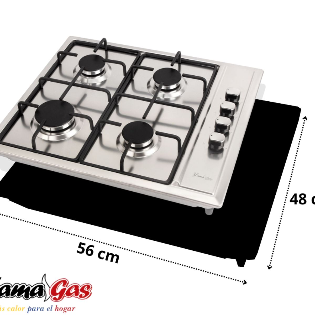YAMA GAS - Estufa Inox 60 cm X 51 cm Encendido Gas Natural