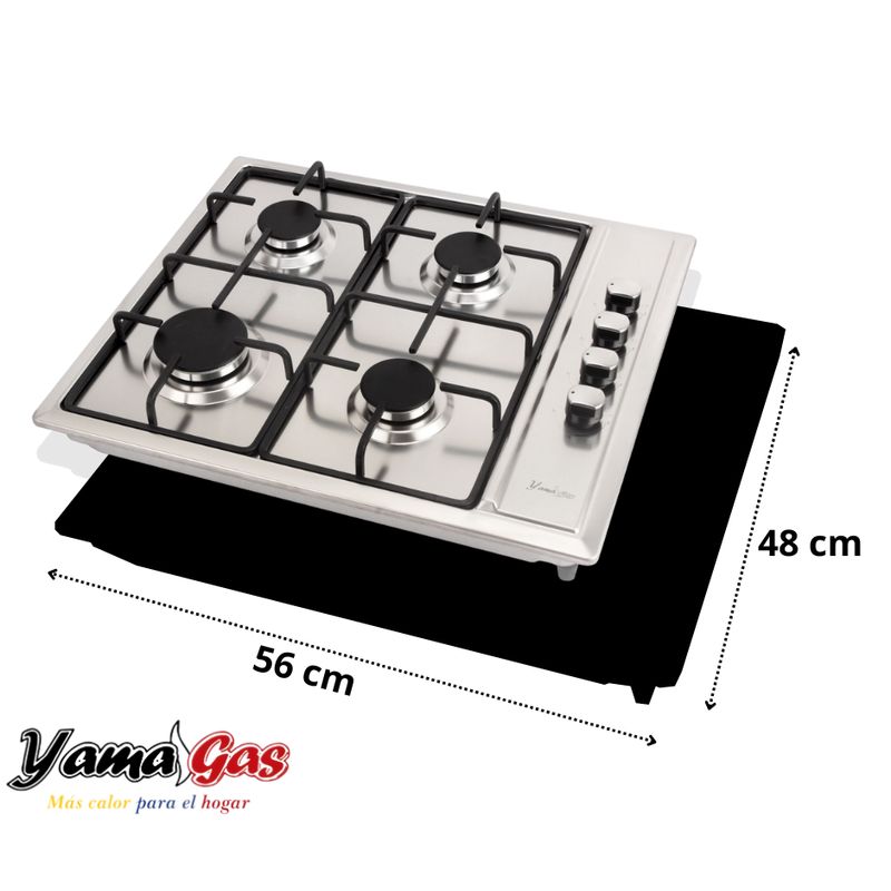 YAMA GAS - Estufa Inox 60 cm X 51 cm Encendido Gas Propano