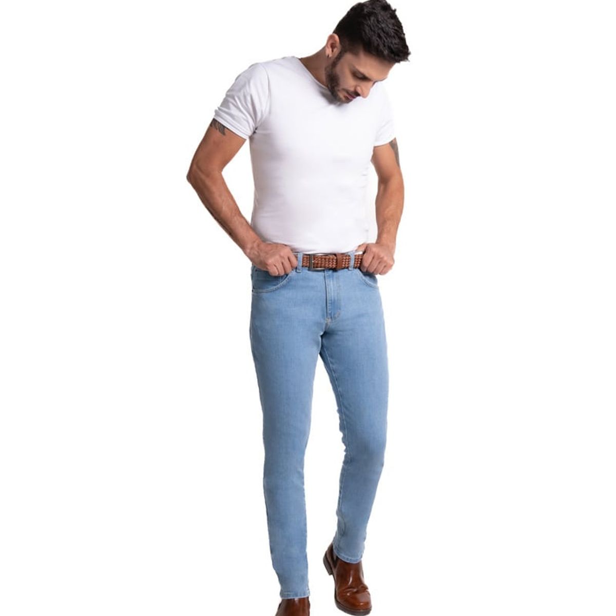 LEC LEE - Jean Trim para hombre color índigo claro