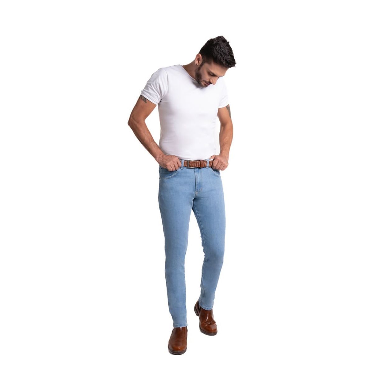 LEC LEE - Jean Trim para hombre color índigo claro