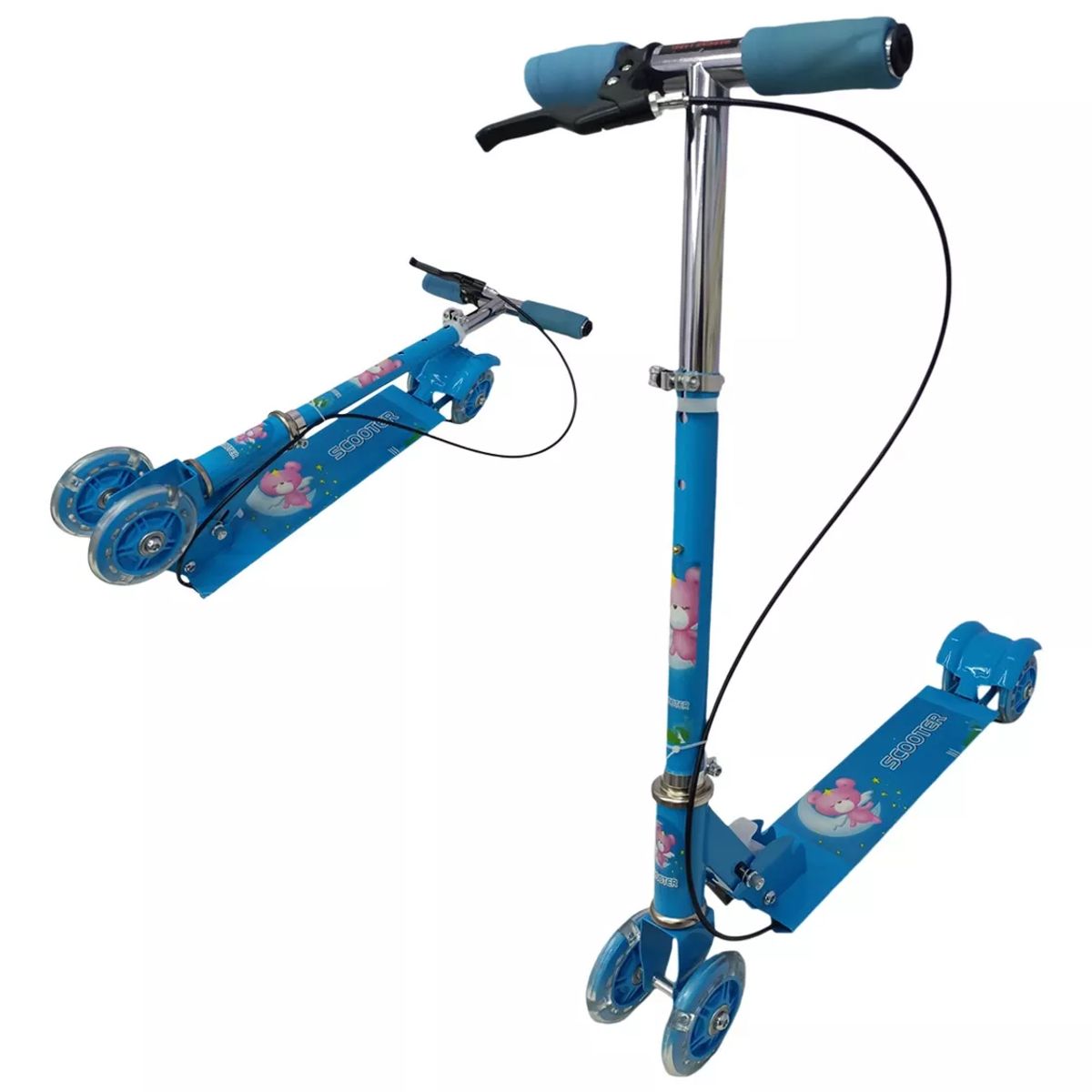 BABY ON - Patineta Scooter En Aluminio Con Freno 4 Ruedas Luces Led