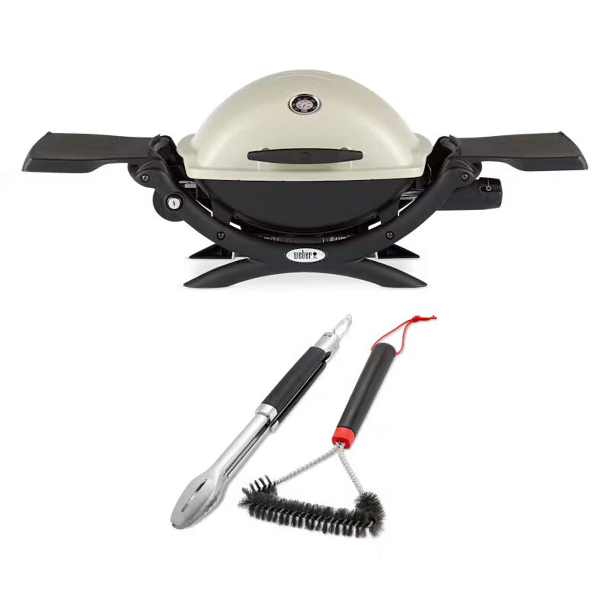 WEBER - Asador a Gas Weber Q 1200 Titanium + Pinzas + Cepillo