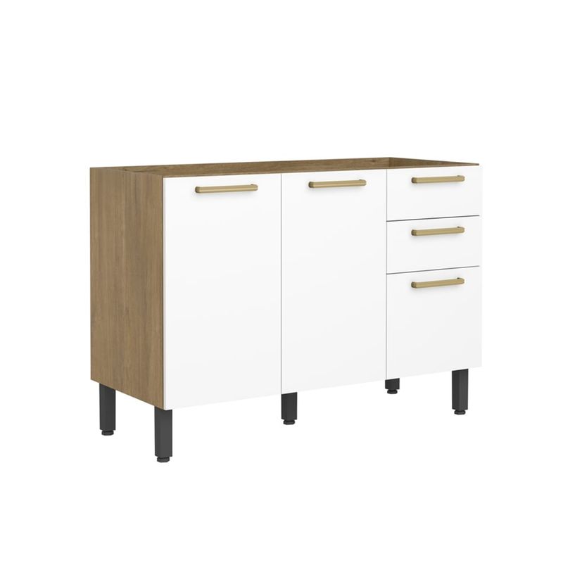 BERTOLINI - Mueble inferior de cocina Sin mesón de 120 cm en MDP Blanco