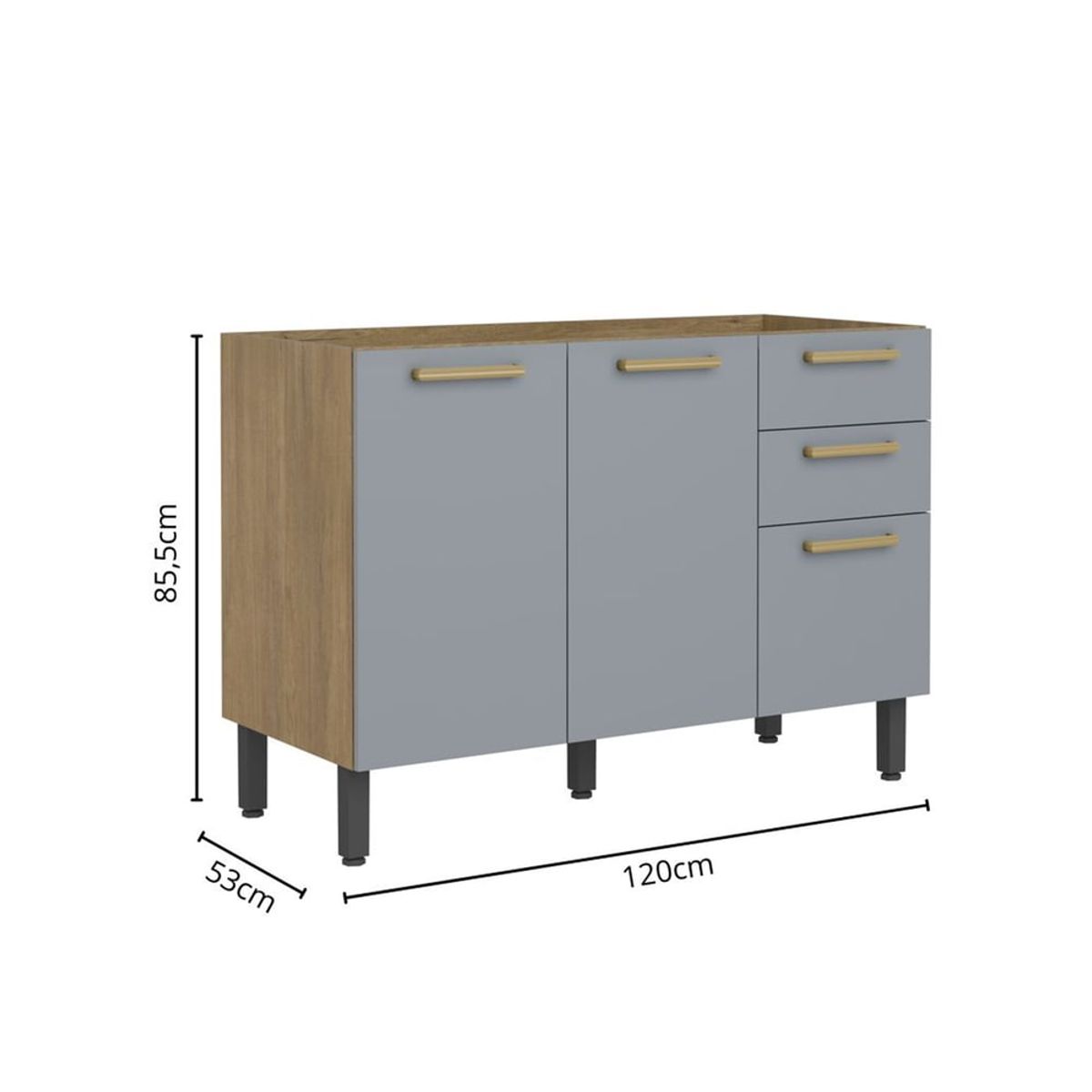 BERTOLINI - Mueble inferior de cocina Sin mesón de 120 cm en MDP