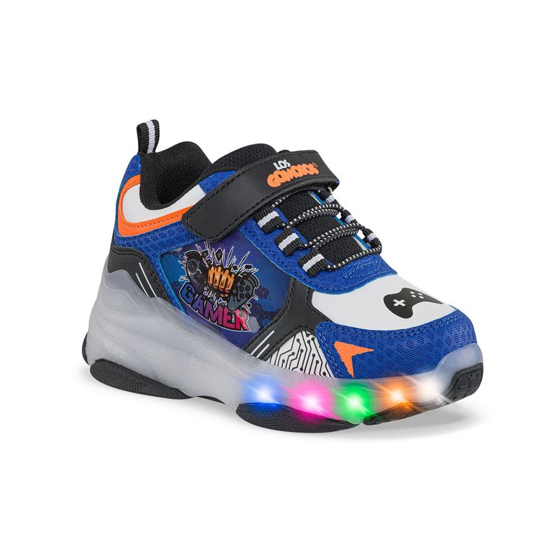 LOS GOMOSOS - Tenis Patines Luces Tordo Negro-Azul para Niño Los Gomosos