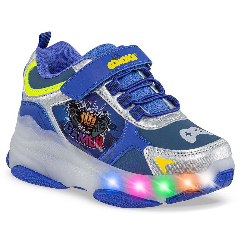 LOS GOMOSOS - Tenis Patines Luces Tordo Azul-Plata para Niño Los Gomosos