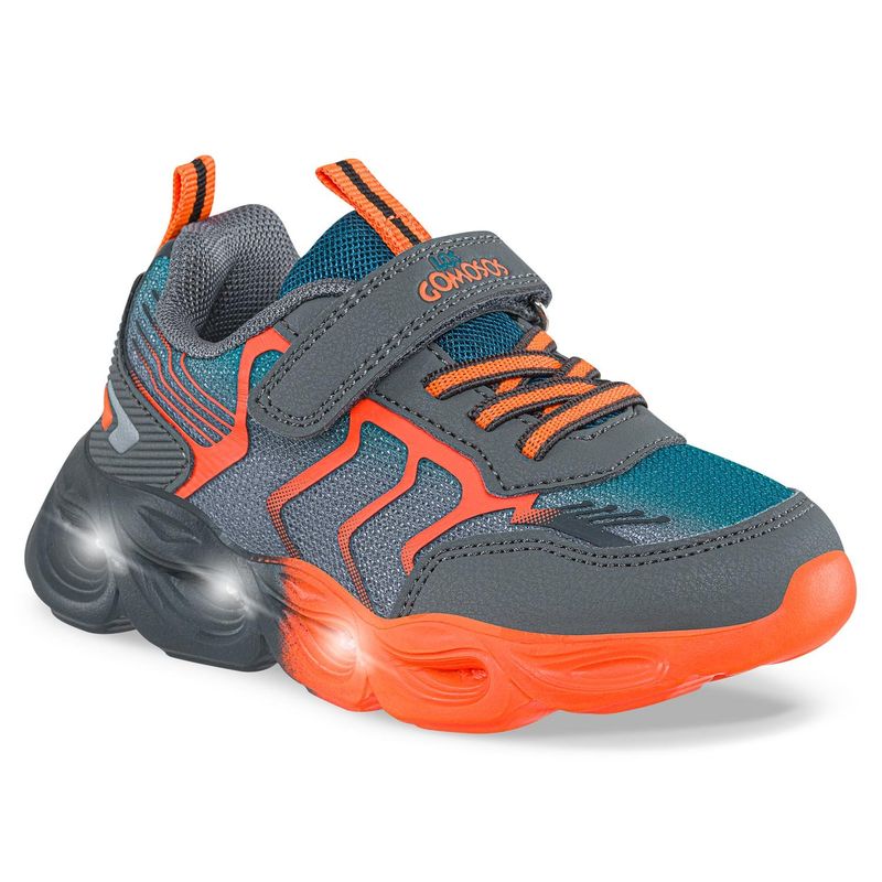 LOS GOMOSOS - Tenis con Luces Kenir Gris-Naranja para Niño Los Gomosos