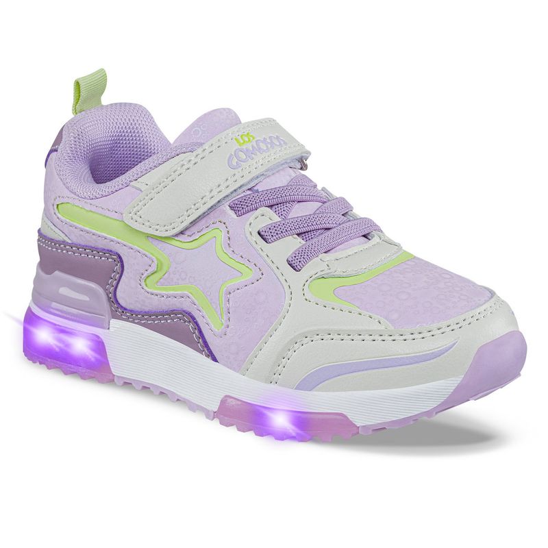 LOS GOMOSOS - Tenis Luces Gypin Beige-Lila para Niña Los Gomosos