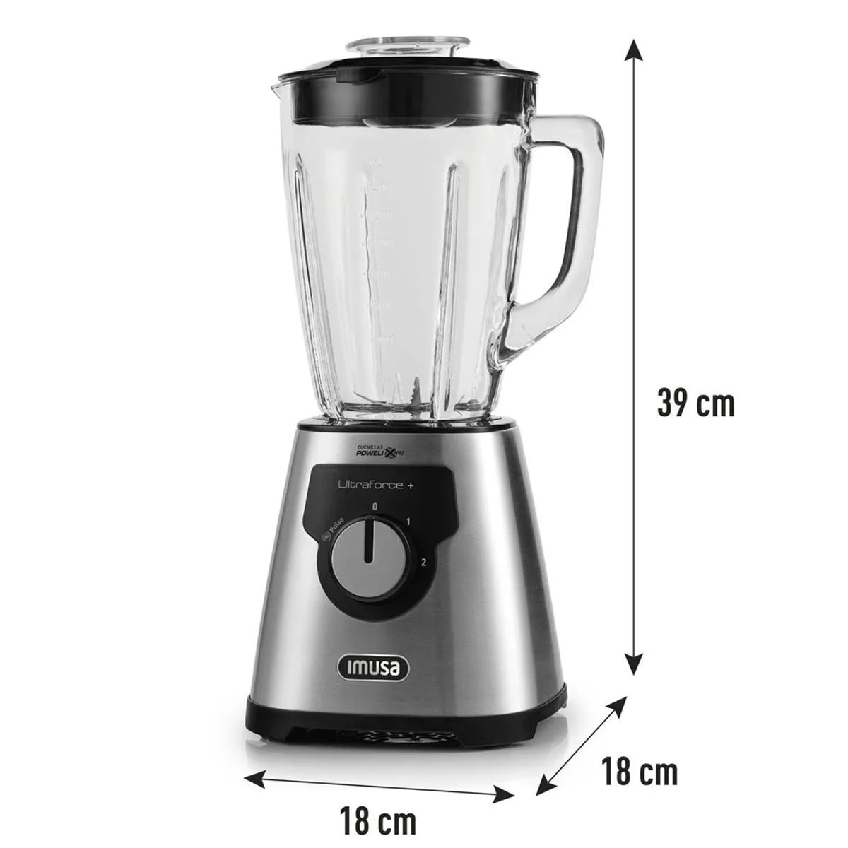 IMUSA - Licuadora IMUSA Ultraforce de 2 Velocidades Vaso de Vidrio 2.2L.