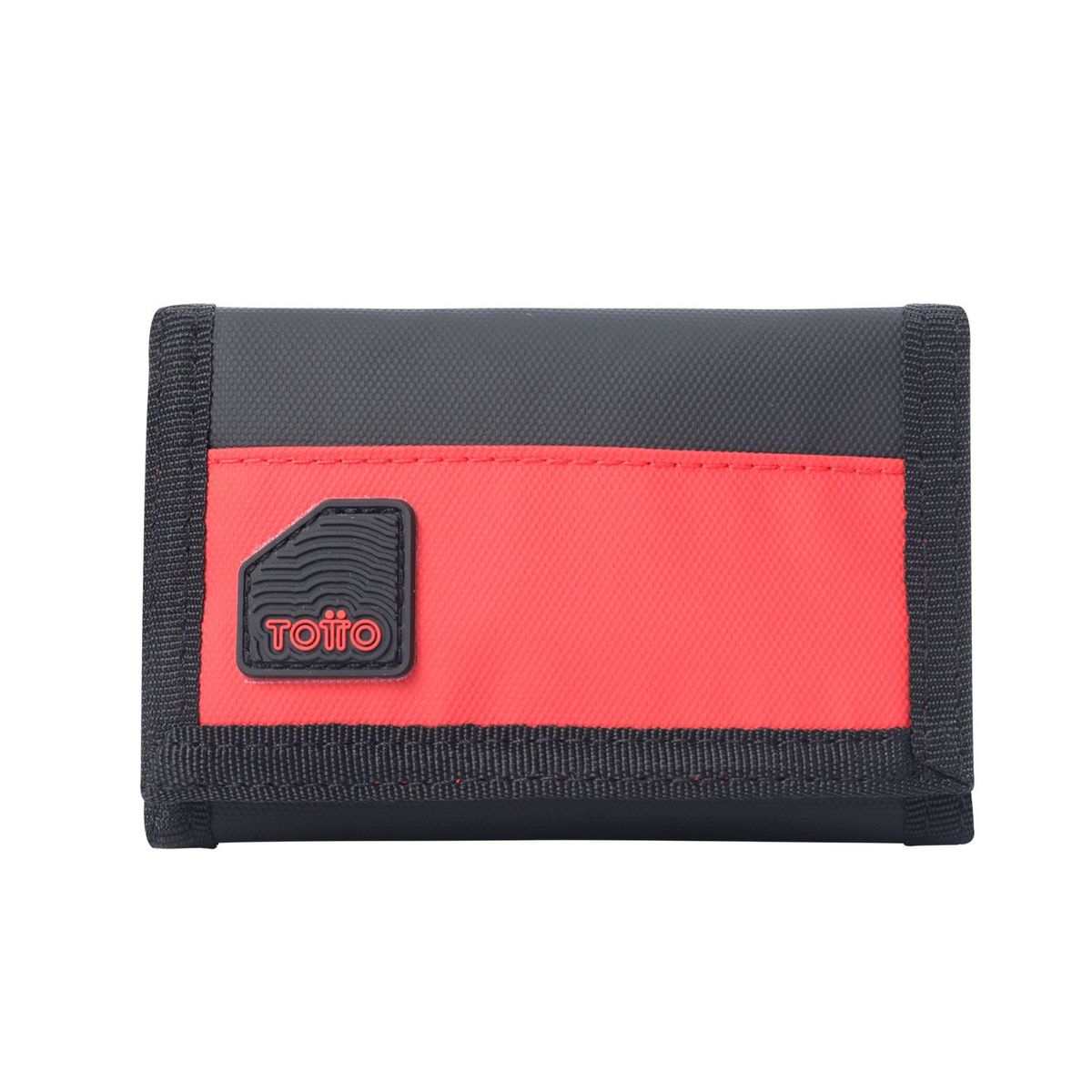 TOTTO - Billetera Contrast Mee con RFID Blocker Negra/Roja Mediana
