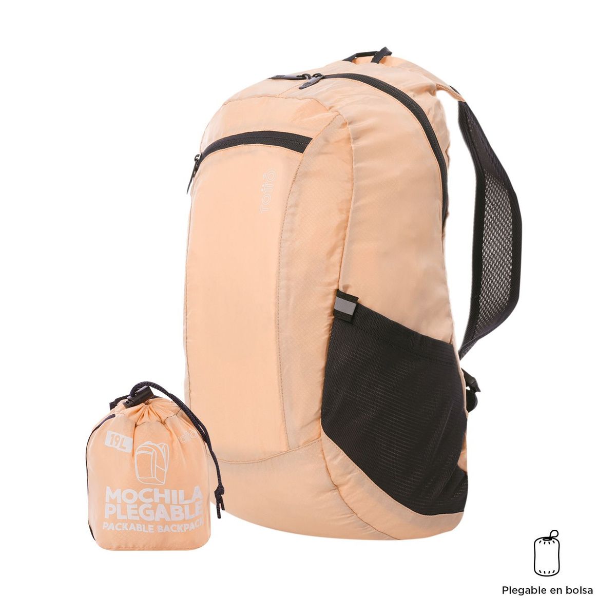 TOTTO - Morral Plegable Troker Mediano Durazno