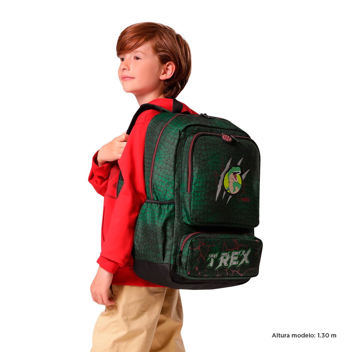 TOTTO - Morral para Niño Rex Dino Grande Verde