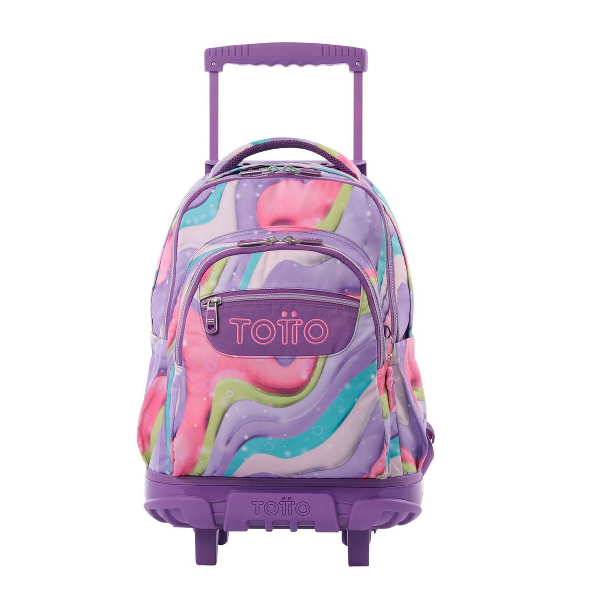 TOTTO - Morral Ruedas Niña Porta PC 15.4" Bomper Renglon Morado