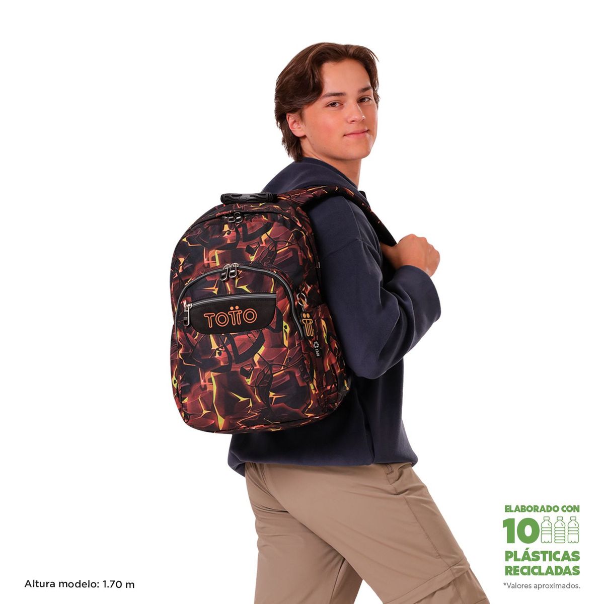 TOTTO - Morral Juvenil Porta PC 14" Acuarela Gris