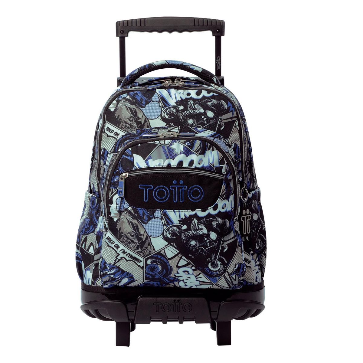 TOTTO - Morral Ruedas Niño Porta PC 15.4" Bomper Renglon Gris