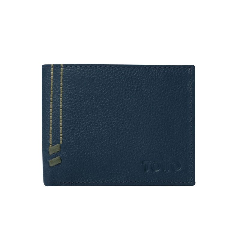 TOTTO - Billetera De Cuero Maxi Azul Mediana