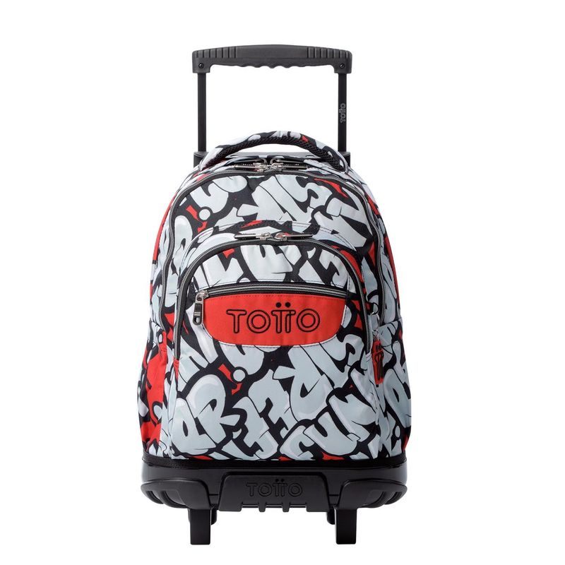 TOTTO - Morral Ruedas Niño Porta PC 15.4" Bomper Renglon Rojo