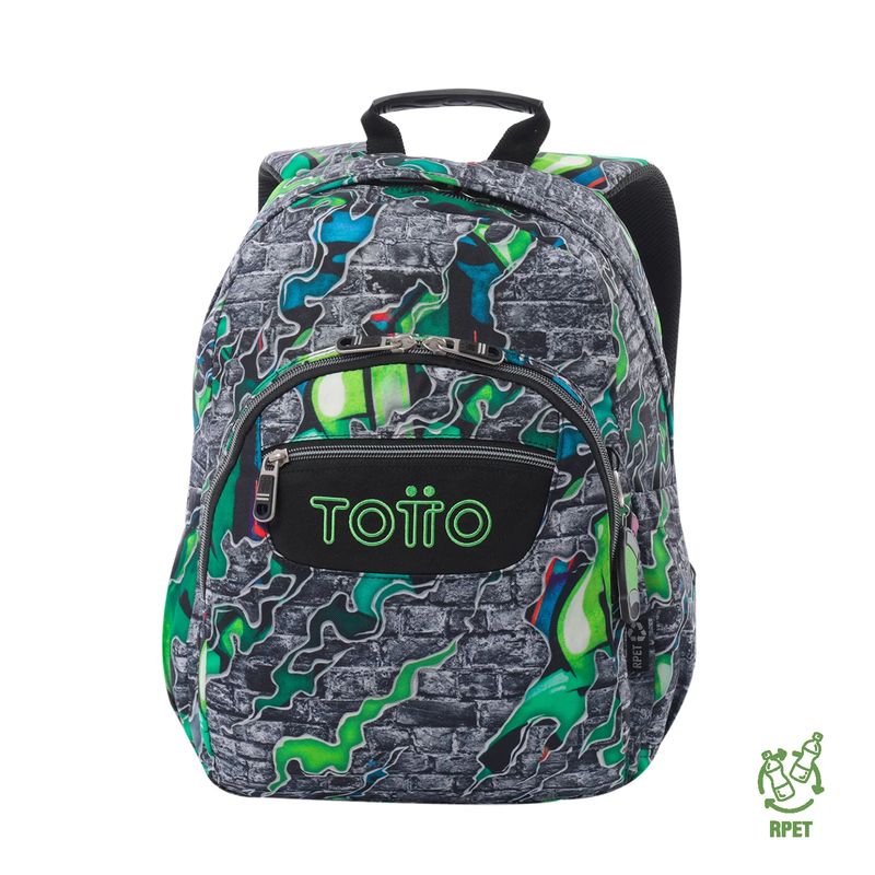 TOTTO - Morral Juvenil Porta PC 13" Gommas Verde
