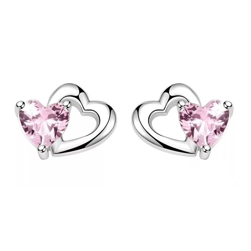 ALHAJAS - Aretes Topos Para Mujer Corazón Cristal Fabricados En Plata 925