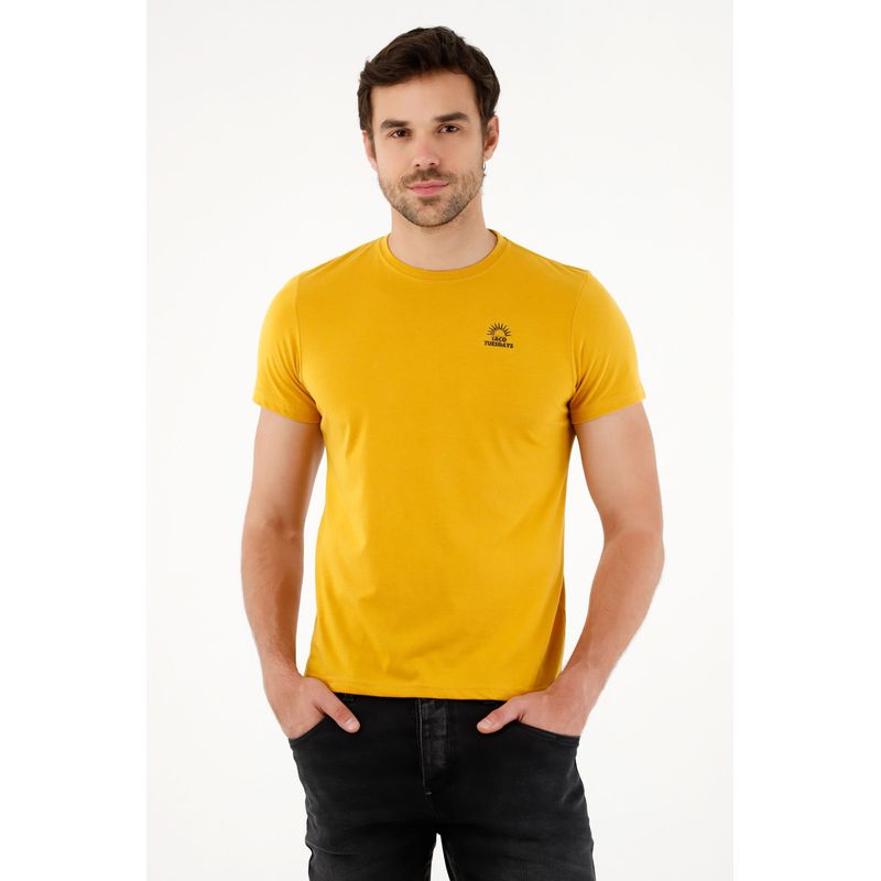 TENNIS - Camiseta amarilla cuello redondo para hombre