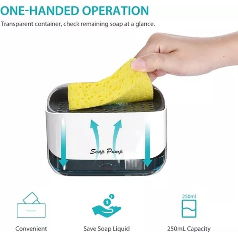 GENERICO - Dispensador De Jabón Para Platos Cocina Con Soporte Esponja