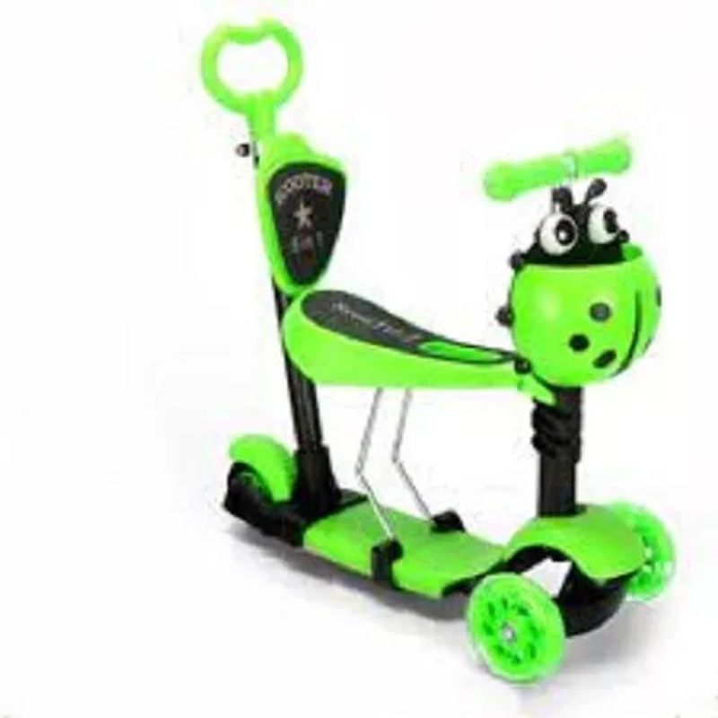 GENERICO - Monopatín Scooter 5 En 1 Mariquita Con Luces Color Verde