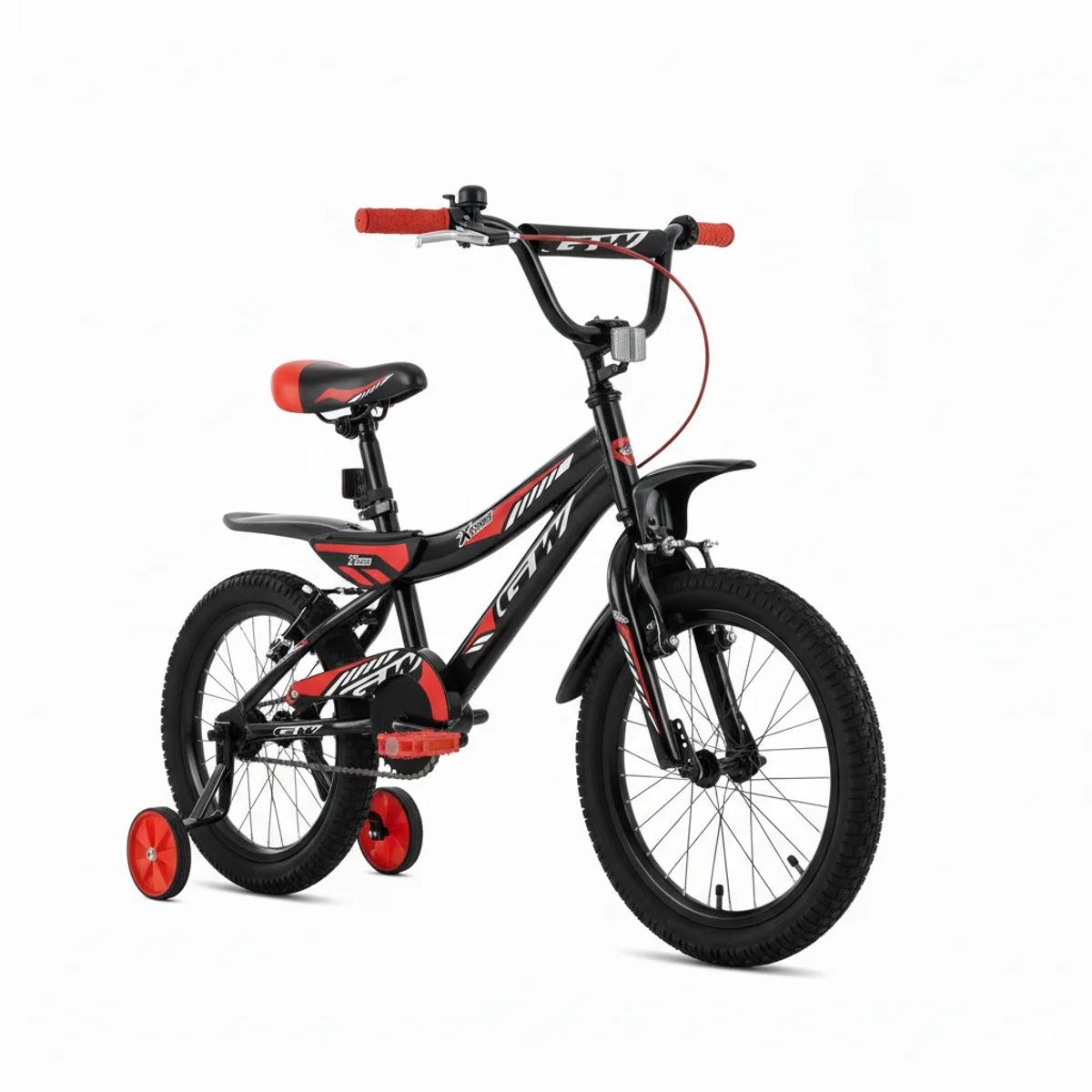 GW - Bicicleta para niños de 4 a 7 años rin 16 Gw TXT-650 Negro Rojo