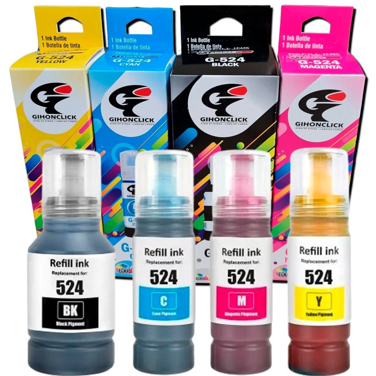 GENERICO - 4 Tintas Genericas 524 Para Impre Epson L6490 L15150 L15160