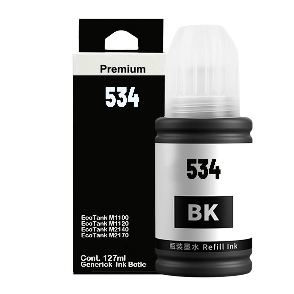 GENERICO - Tinta Negra 534 Generica Para Epson M3180 M3170 M2170 M2120 M1180