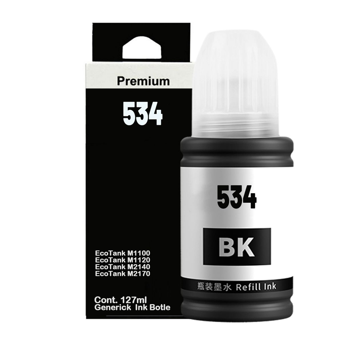 GENERICO - Tinta Negra 534 Generica Para Epson M3180 M3170 M2170 M2120 M1180