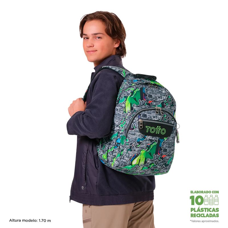 TOTTO - Morral Juvenil Porta PC 14" Acuarela Gris