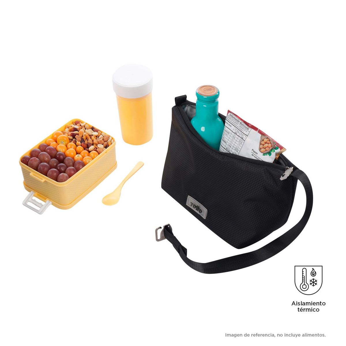 TOTTO - Lonchera con Aislamiento Térmico Root S Negra