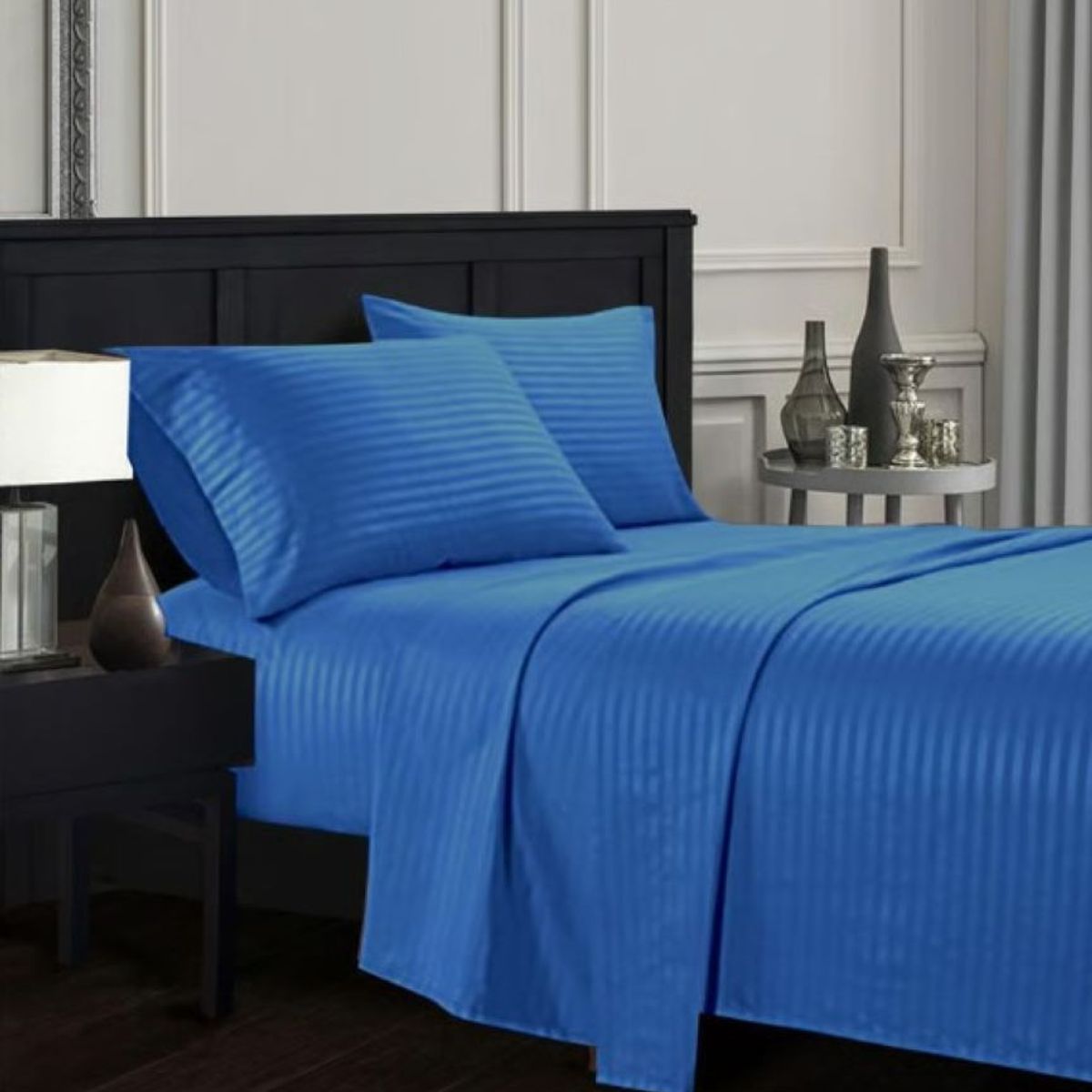 ZHOPI CO - Juego Sabanas Cama Doble Color Azul de Lujo