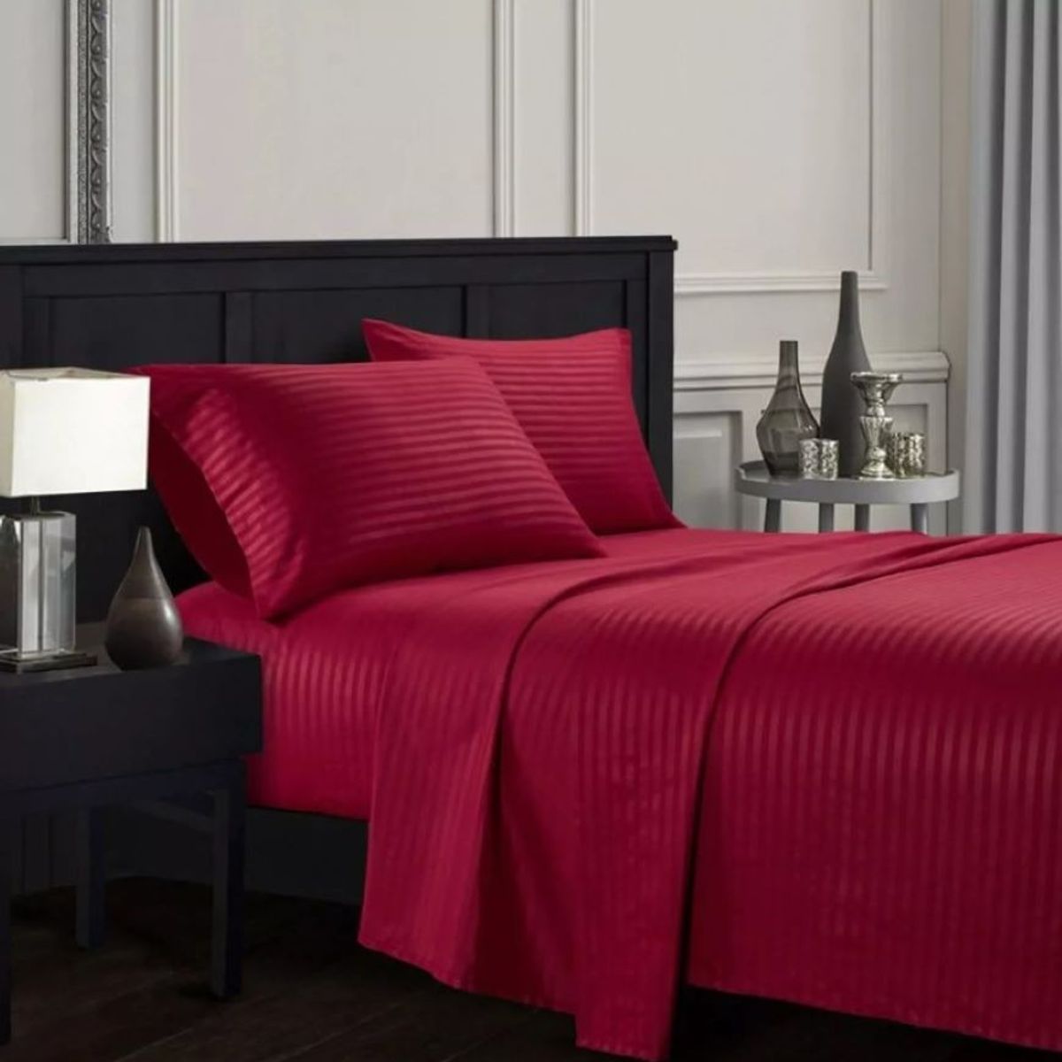 ZHOPI CO - Juego Sabanas Cama Doble Color Rojo de Lujo