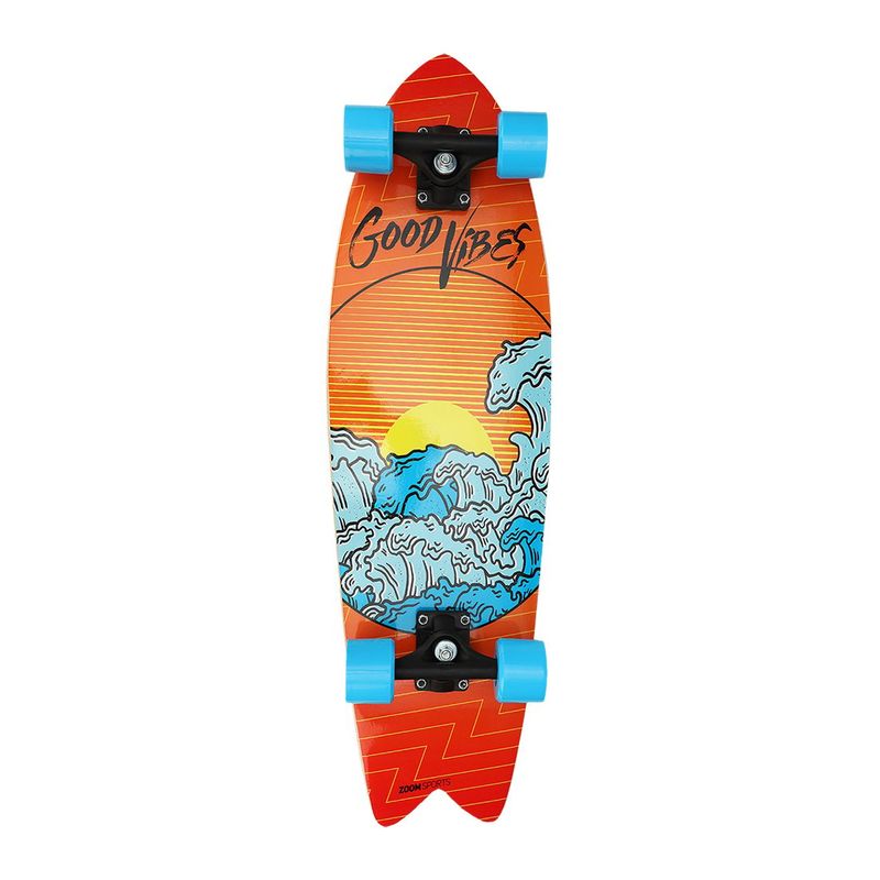 ZOOM SPORT - Patineta Tabla Cruiser Good Vibes Naranja Oceano ZOOM SPORTS