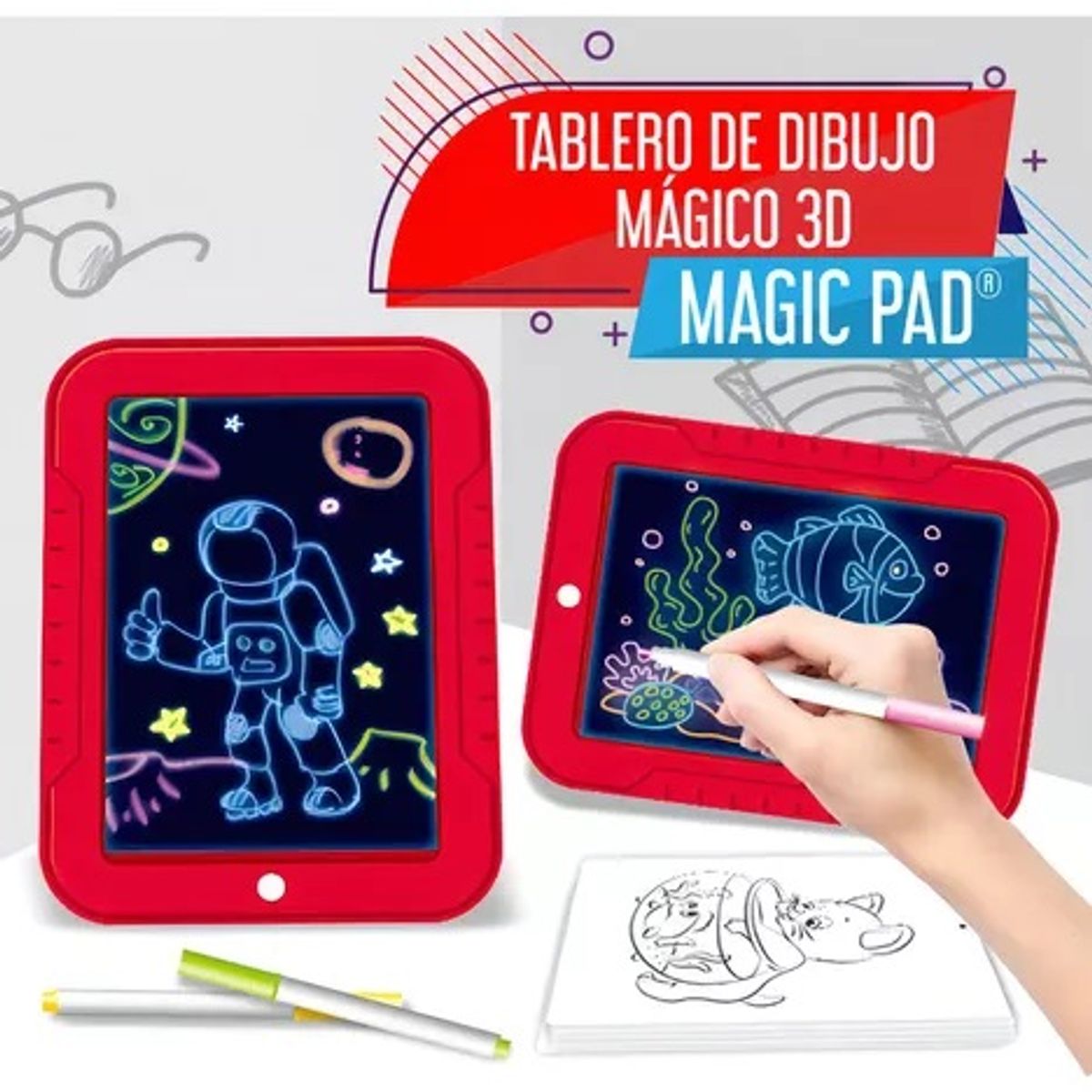 GENERICO - Magic Pad Rojo - Tableta De Dibujo