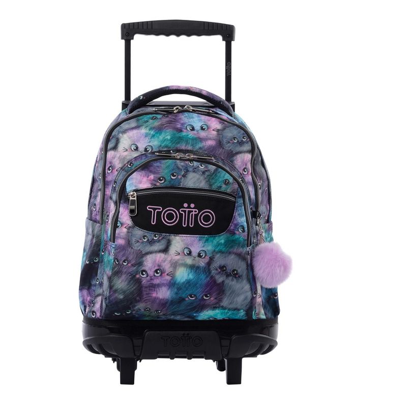 TOTTO - Morral Ruedas Niña Porta PC 15.4" Bomper Renglon Gris