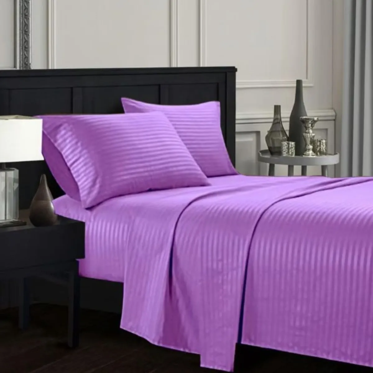 ZHOPI CO - Juego Sabanas Cama KING Color Lila de Lujo
