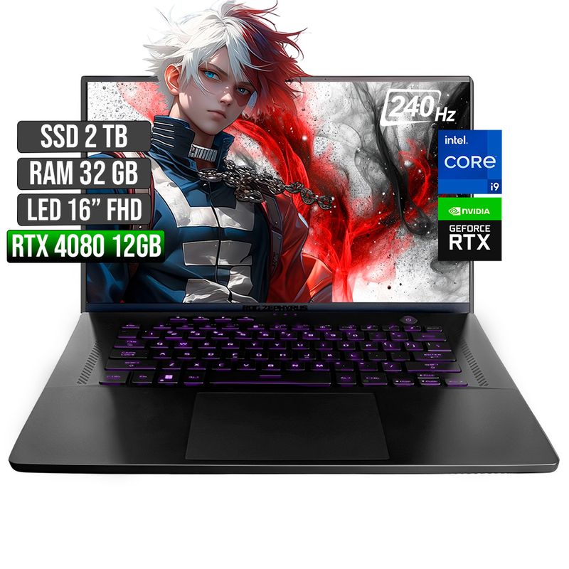 ASUS - ASUS ROG ZEPHYRUS INTEL CORE I9-13900H RTX 4080 12GB SSD 2TB RAM 32GB LED 16" FHD 240Hz