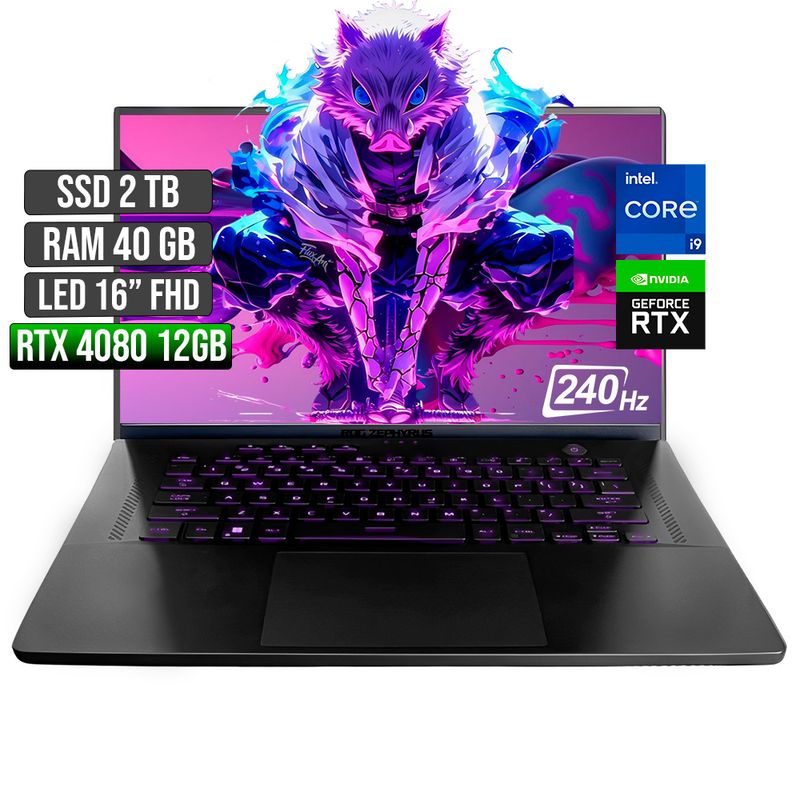 ASUS - ASUS ROG ZEPHYRUS INTEL CORE I9-13900H RTX 4080 12GB SSD 2TB RAM 40GB LED 16" FHD 240Hz