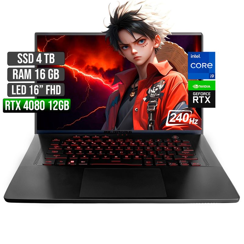 ASUS - ASUS ROG ZEPHYRUS INTEL CORE I9-13900H RTX 4080 12GB SSD 4TB RAM 16GB LED 16" FHD 240Hz