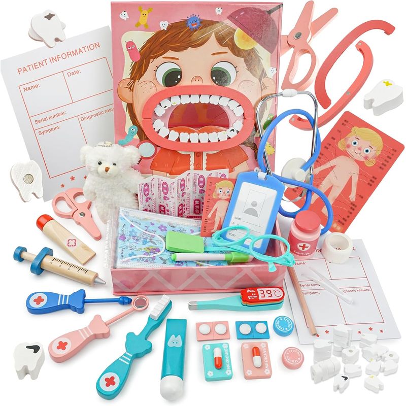 KOBALT - Juguete de rol médico y dentista de madera para niña
