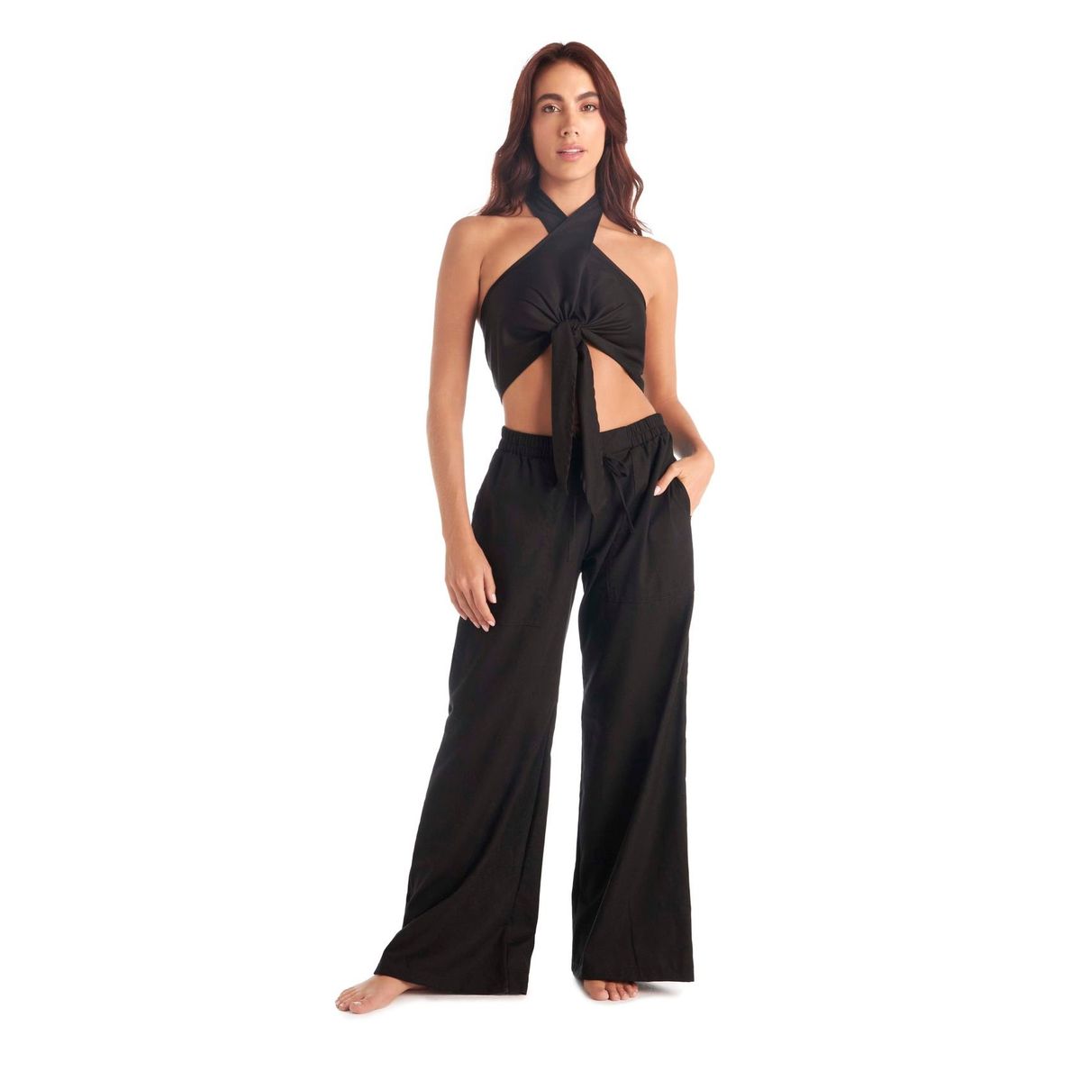 CHAMELA - Top Anudado   De Baño Negro Chamela 43995