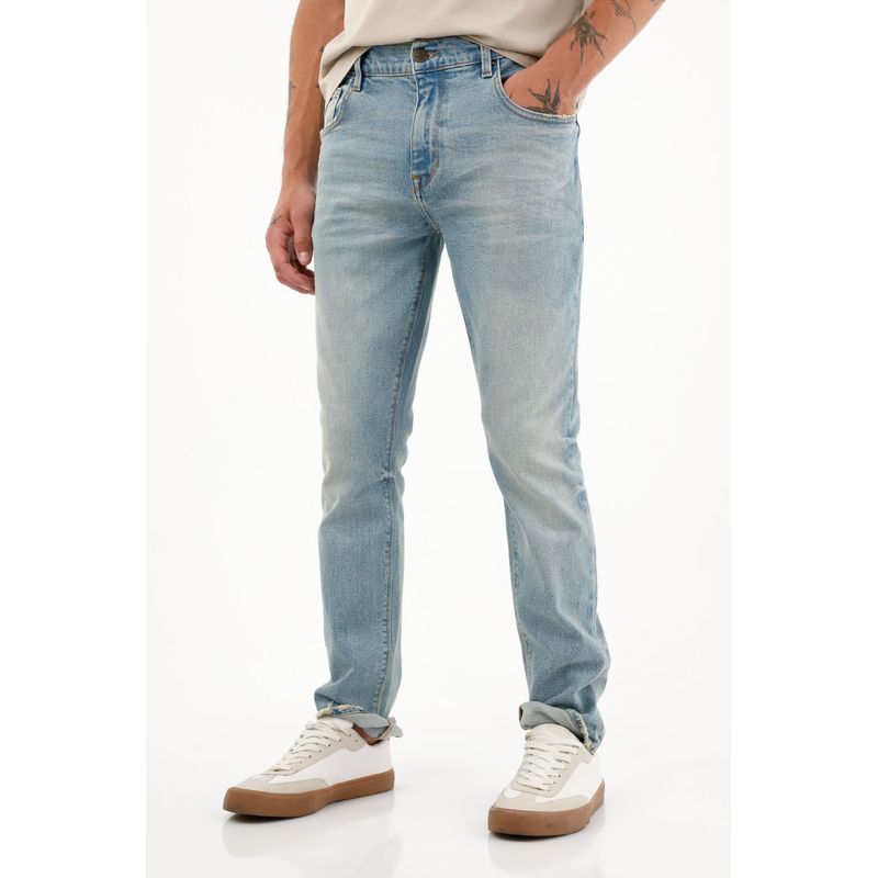 TENNIS - Jean Nudy azul claro tiro medio para hombre