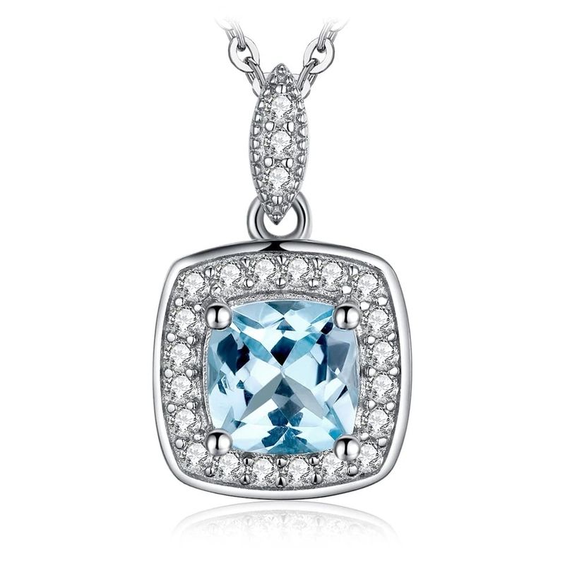 ALHAJAS - Collar Cadena Alhajas Para Mujer Topacio Circones En Plata 925