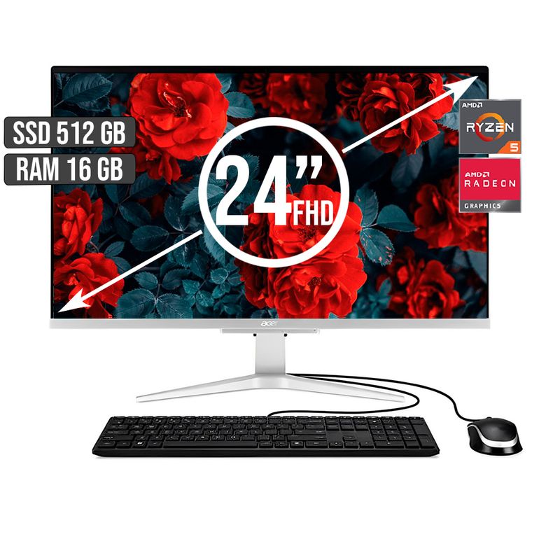 ACER - TODO EN UNO ACER AMD RYZEN 5-5500U SSD 512GB RAM 16GB LED 24 FHD