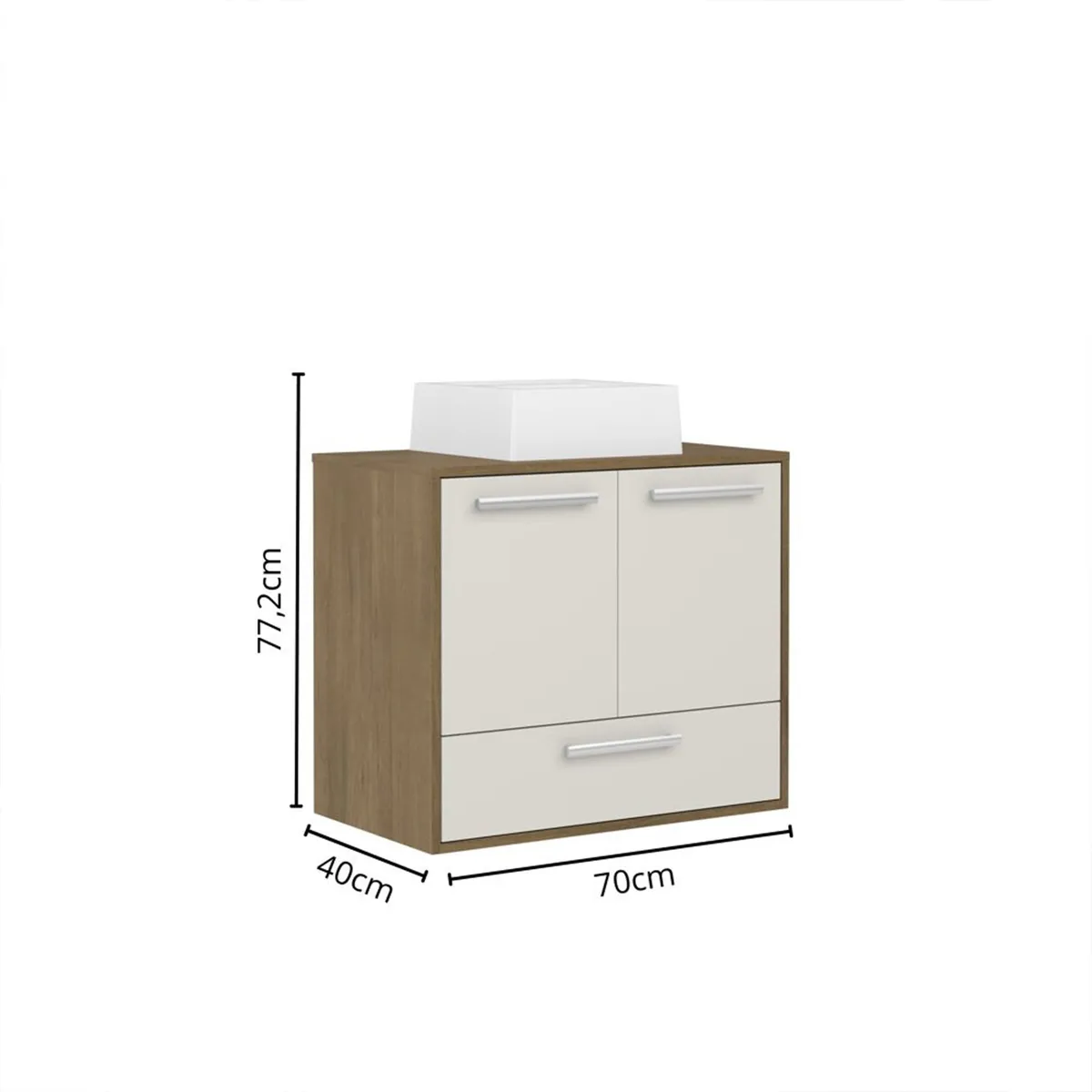 BERTOLINI - Mueble de baño amplio de 70 cm en MDP Sin Lavamanos 2 Puertas 1 Cajón-