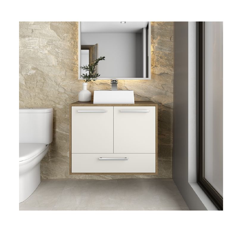 BERTOLINI - Mueble de baño amplio de 70 cm en MDP Sin Lavamanos 2 Puertas 1 Cajón-